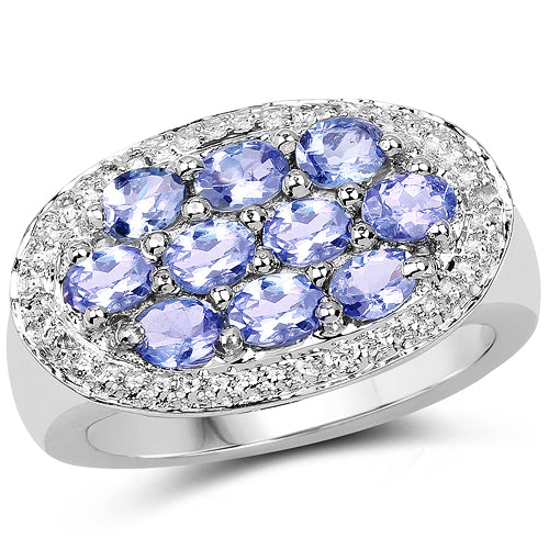 1.70 Carat Genuine Tanzanite .925 Sterling Silver Ring Bids.com