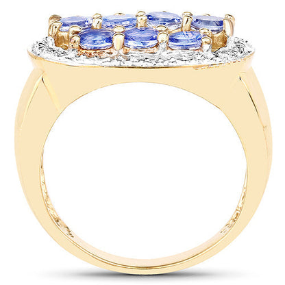 14K Yellow Gold Plated 1.70 Carat Genuine Tanzanite .925 Sterling Silver Ring Bids.com
