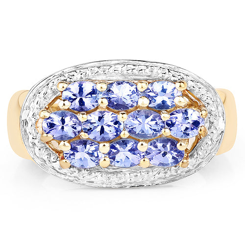14K Yellow Gold Plated 1.70 Carat Genuine Tanzanite .925 Sterling Silver Ring Bids.com