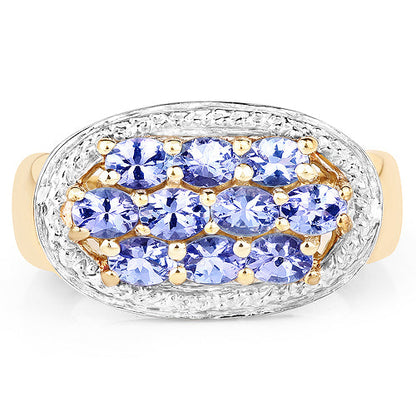 14K Yellow Gold Plated 1.70 Carat Genuine Tanzanite .925 Sterling Silver Ring Bids.com