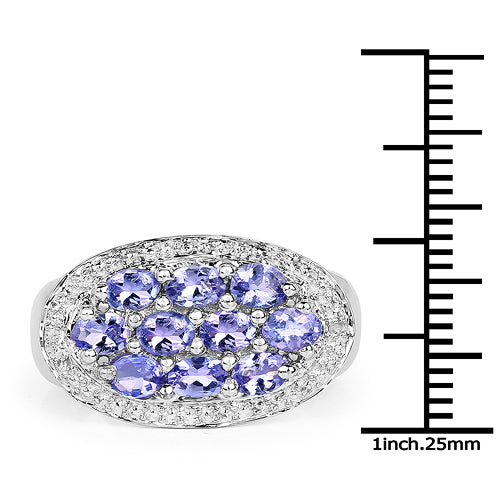 1.70 Carat Genuine Tanzanite .925 Sterling Silver Ring Bids.com