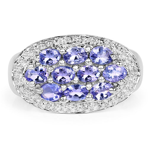 1.70 Carat Genuine Tanzanite .925 Sterling Silver Ring Bids.com