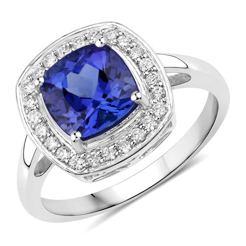 2.26 Carat Genuine Tanzanite and White Diamond 14K White Gold Ring Bids.com