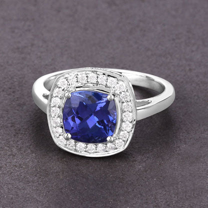 2.26 Carat Genuine Tanzanite and White Diamond 14K White Gold Ring Bids.com