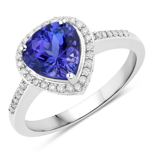 2.33 Carat Genuine Tanzanite and White Diamond 14K White Gold Ring Bids.com