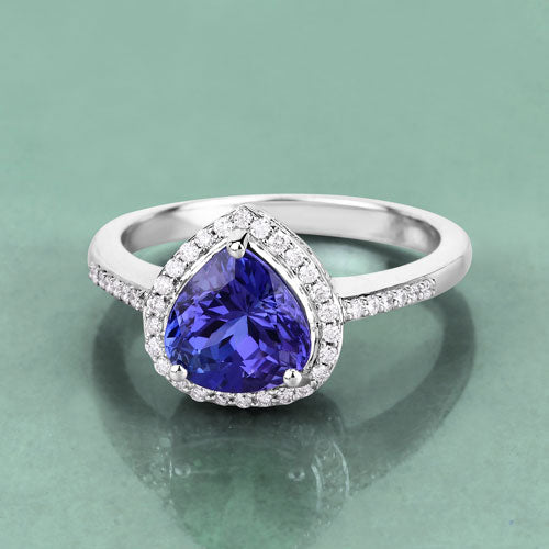 2.33 Carat Genuine Tanzanite and White Diamond 14K White Gold Ring Bids.com