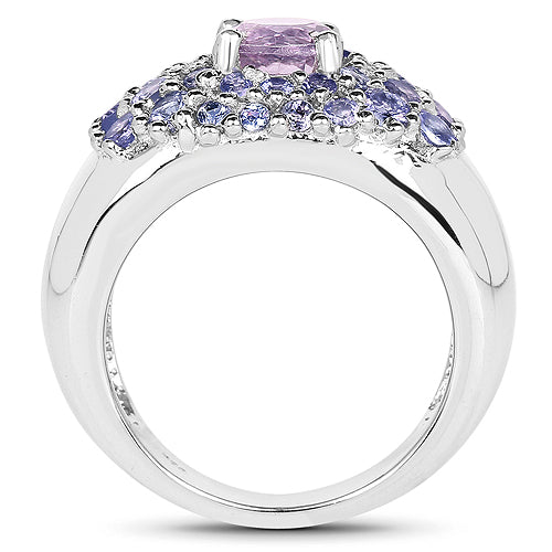 2.43 Carat Genuine Amethyst and Tanzanite .925 Sterling Silver Ring Bids.com