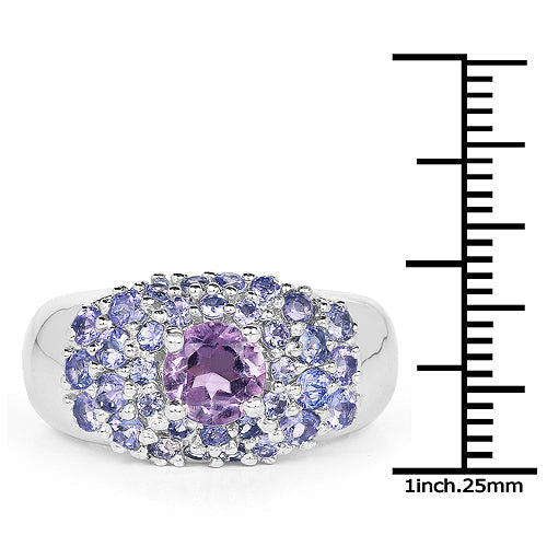 2.43 Carat Genuine Amethyst and Tanzanite .925 Sterling Silver Ring Bids.com