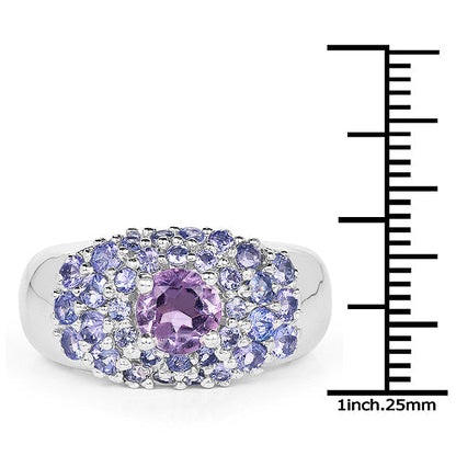 2.43 Carat Genuine Amethyst and Tanzanite .925 Sterling Silver Ring Bids.com