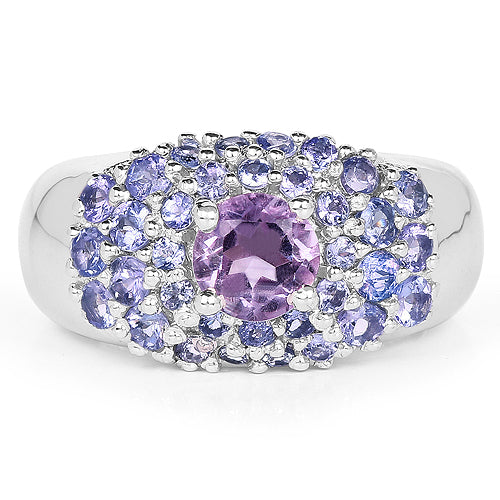 2.43 Carat Genuine Amethyst and Tanzanite .925 Sterling Silver Ring Bids.com