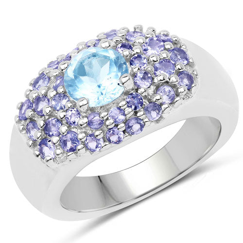 2.78 Carat Genuine Blue Topaz and Tanzanite .925 Sterling Silver Ring Bids.com