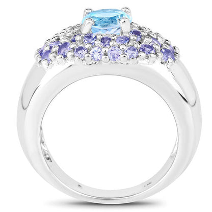 2.78 Carat Genuine Blue Topaz and Tanzanite .925 Sterling Silver Ring Bids.com
