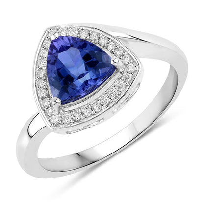 1.48 Carat Genuine Tanzanite and White Diamond 14K White Gold Ring Bids.com