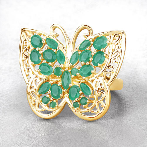 2.09 Carat Genuine Emerald .925 Sterling Silver Ring Bids.com