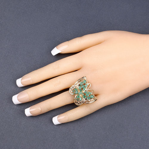 2.09 Carat Genuine Emerald .925 Sterling Silver Ring Bids.com