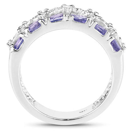 2.05 Carat Genuine Tanzanite and White Topaz .925 Sterling Silver Ring Bids.com