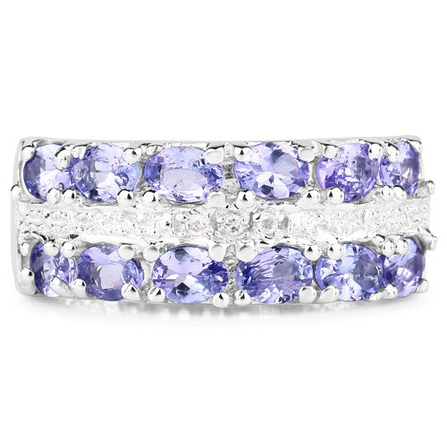 2.05 Carat Genuine Tanzanite and White Topaz .925 Sterling Silver Ring Bids.com