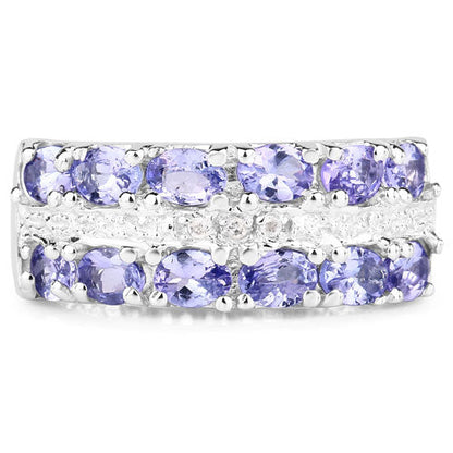 2.05 Carat Genuine Tanzanite and White Topaz .925 Sterling Silver Ring Bids.com