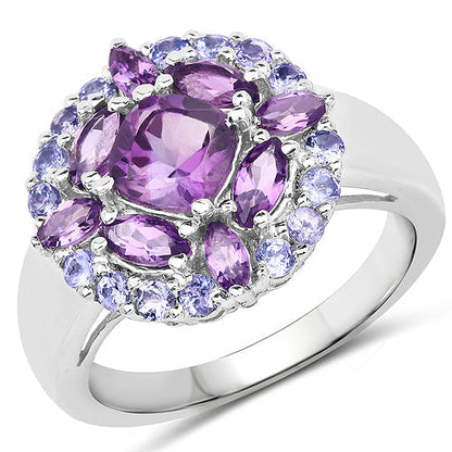 2.19 Carat Genuine Amethyst and Tanzanite .925 Sterling Silver Ring Bids.com
