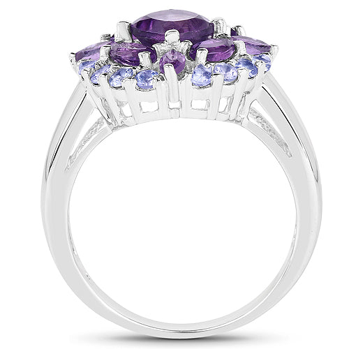 2.19 Carat Genuine Amethyst and Tanzanite .925 Sterling Silver Ring Bids.com