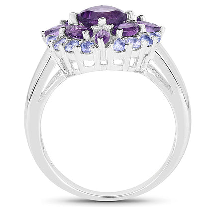 2.19 Carat Genuine Amethyst and Tanzanite .925 Sterling Silver Ring Bids.com
