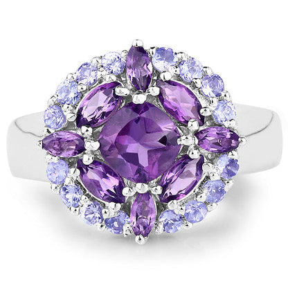 2.19 Carat Genuine Amethyst and Tanzanite .925 Sterling Silver Ring Bids.com