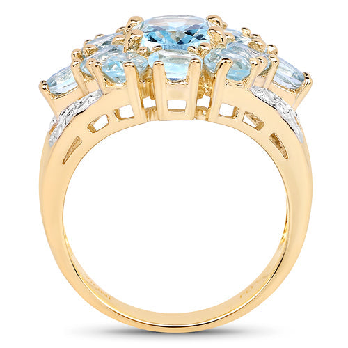 14K Yellow Gold Plated 4.28 Carat Genuine Blue Topaz .925 Sterling Silver Ring Bids.com