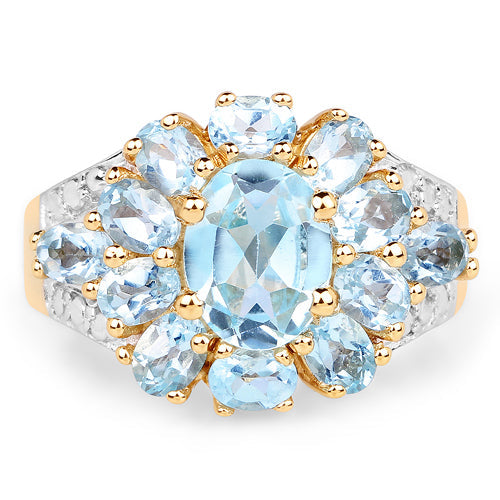 14K Yellow Gold Plated 4.28 Carat Genuine Blue Topaz .925 Sterling Silver Ring Bids.com
