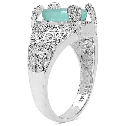 2.52 Carat Genuine Emerald & White Topaz .925 Sterling Silver Ring Bids.com