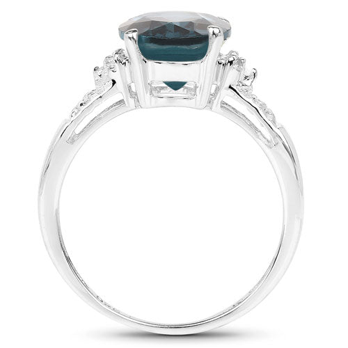 2.64 Carat Genuine London Blue Topaz and White Topaz .925 Sterling Silver Ring Bids.com