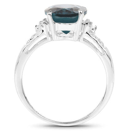 2.64 Carat Genuine London Blue Topaz and White Topaz .925 Sterling Silver Ring Bids.com
