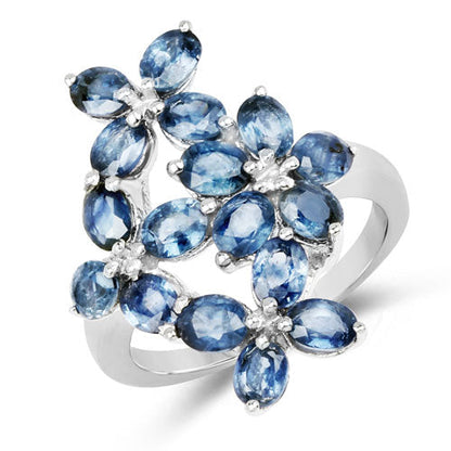 3.40 Carat Genuine Blue Sapphire .925 Sterling Silver Ring Bids.com