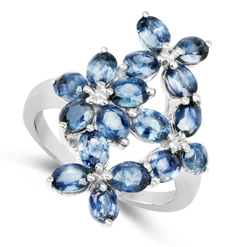 3.40 Carat Genuine Blue Sapphire .925 Sterling Silver Ring Bids.com