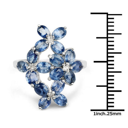 3.40 Carat Genuine Blue Sapphire .925 Sterling Silver Ring Bids.com
