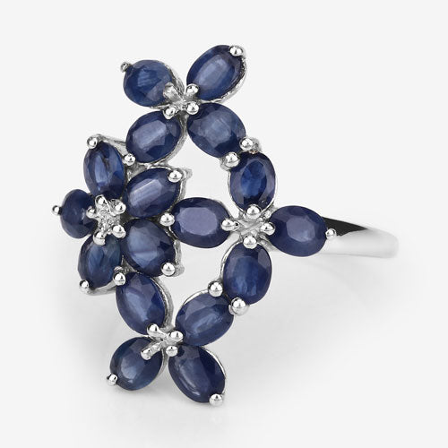 3.40 Carat Genuine Blue Sapphire .925 Sterling Silver Ring Bids.com