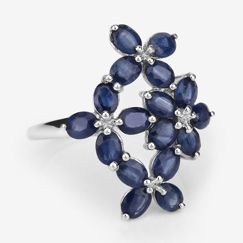 3.40 Carat Genuine Blue Sapphire .925 Sterling Silver Ring Bids.com