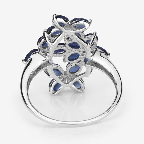 3.40 Carat Genuine Blue Sapphire .925 Sterling Silver Ring Bids.com