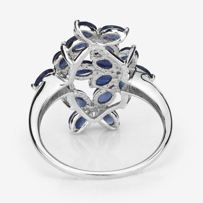 3.40 Carat Genuine Blue Sapphire .925 Sterling Silver Ring Bids.com