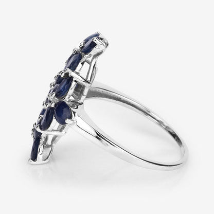 3.40 Carat Genuine Blue Sapphire .925 Sterling Silver Ring Bids.com
