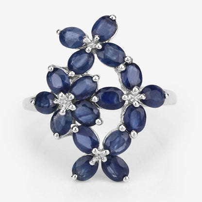 3.40 Carat Genuine Blue Sapphire .925 Sterling Silver Ring Bids.com