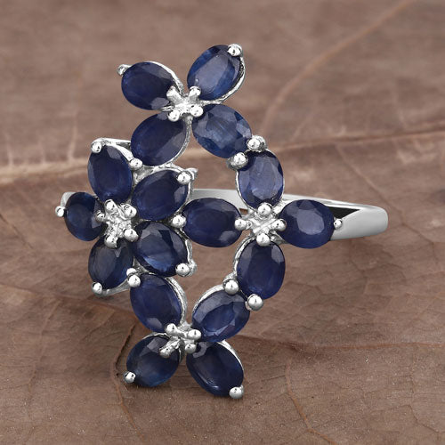 3.40 Carat Genuine Blue Sapphire .925 Sterling Silver Ring Bids.com