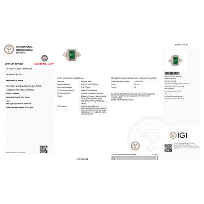 IGI Certified 2.87 Carat Genuine Zambian Emerald and White Diamond 14K Yellow Gold Ring Bids.com