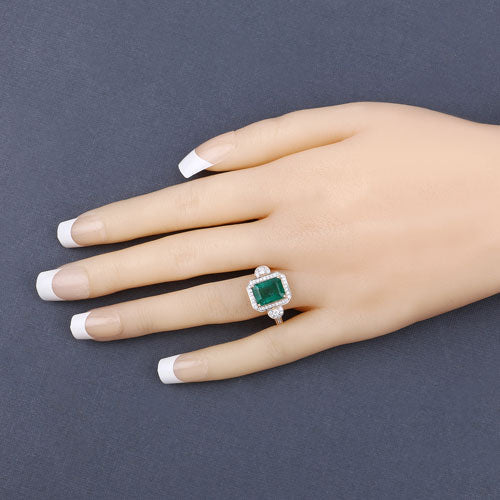 IGI Certified 2.87 Carat Genuine Zambian Emerald and White Diamond 14K Yellow Gold Ring Bids.com