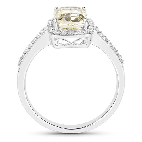 IGI Certified 2.05 Carat Genuine Light Yellow Diamond Center and 0.29cttw White Diamond 18K White Gold Ring (2.34cttw) Bids.com
