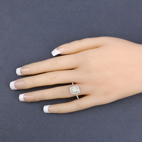 IGI Certified 2.05 Carat Genuine Light Yellow Diamond Center and 0.29cttw White Diamond 18K White Gold Ring (2.34cttw) Bids.com