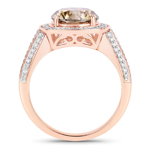 IGI Certified 3.01 Carat Genuine Brown Diamond Center and 0.52cttw White Diamond 18K Rose Gold Ring (3.53cttw) Bids.com