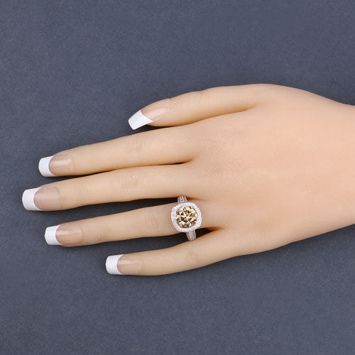 IGI Certified 3.01 Carat Genuine Brown Diamond Center and 0.52cttw White Diamond 18K Rose Gold Ring (3.53cttw) Bids.com