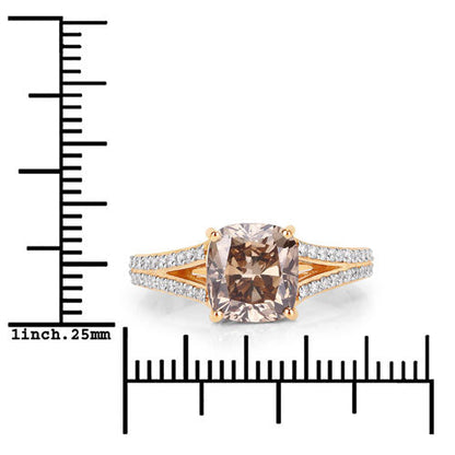 IGI Certified 3.03 Carat Genuine Brown Diamond Center and 0.32cttw White Diamond 18K Yellow Gold Ring (3.35cttw) Bids.com