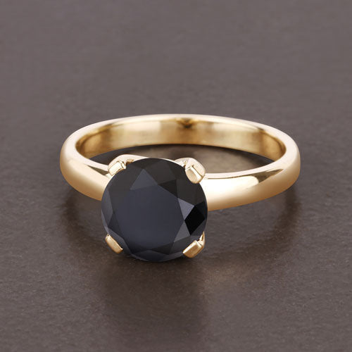 3.00 Carat Genuine Black Diamond 14K Yellow Gold Ring Bids.com