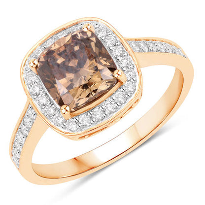 IGI Certified 2.19 Carat Genuine Brown Diamond Center and 0.36cttw White Diamond 18K Yellow Gold Ring (2.55cttw) Bids.com